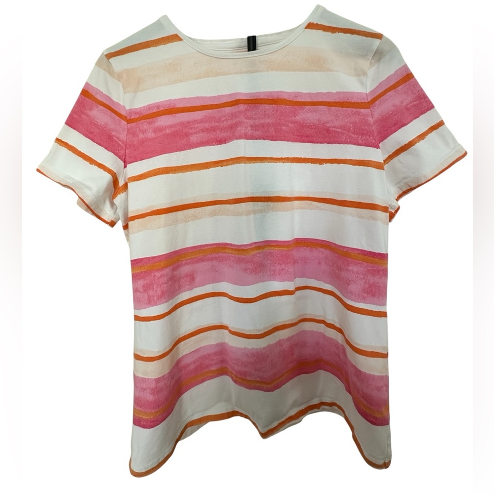 Talbots Tees by Talbots Painted Stripe Cotton Tee Women's Large